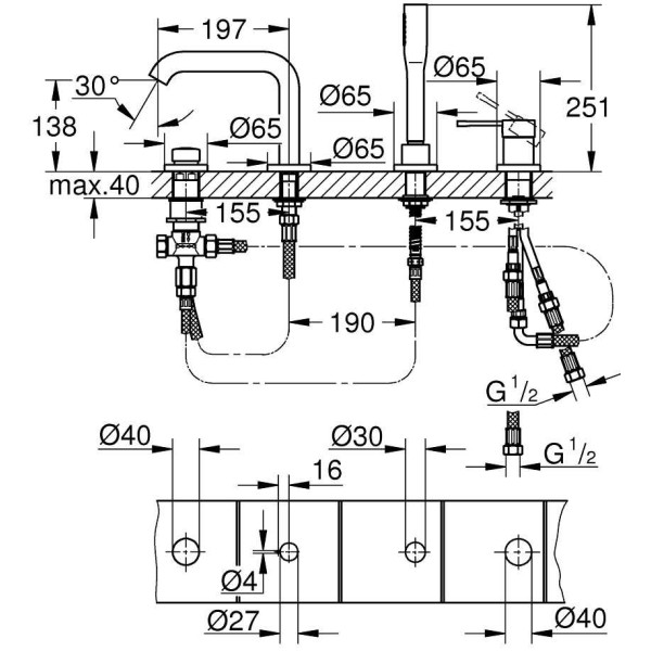 Смеситель для ванны и душа Grohe Essence New (19578001)