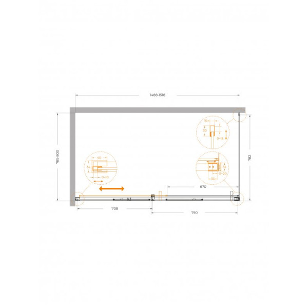 Душевой уголок Cezares Plane 150x80x195 стекло прозрачное, профиль хром (PLANE-AH-1-150/80-C-CR)