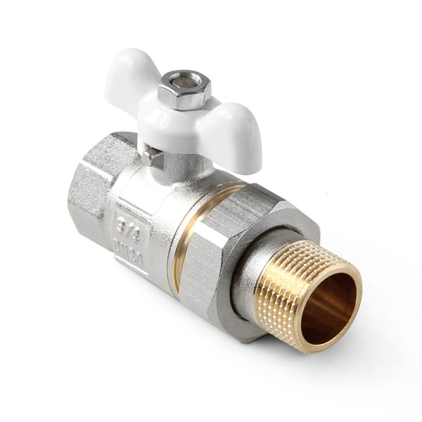 Кран 3/4" шаровый со сгоном Pro Aqua (белая бабочка) (FWB65-m20-f20xw) Кран 3/4" шаровый со сгоном Pro Aqua (белая бабочка) (FWB65-m20-f20xw)