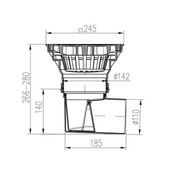 Трап канализационный MCH с боковым сливом и с воротником D110-250 пластик (замок) Трап канализационный MCH с боковым сливом и с воротником D110-250 пластик (замок)