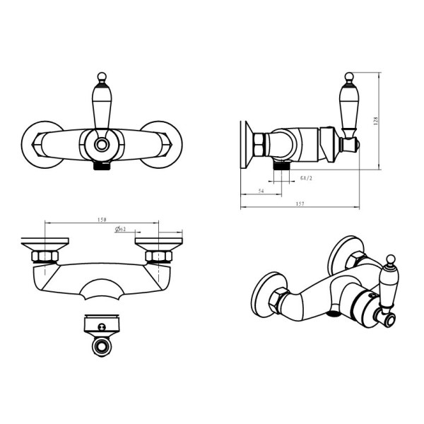Смеситель для душа Boheme Vogue хром (224) Смеситель для душа Boheme Vogue хром (224)