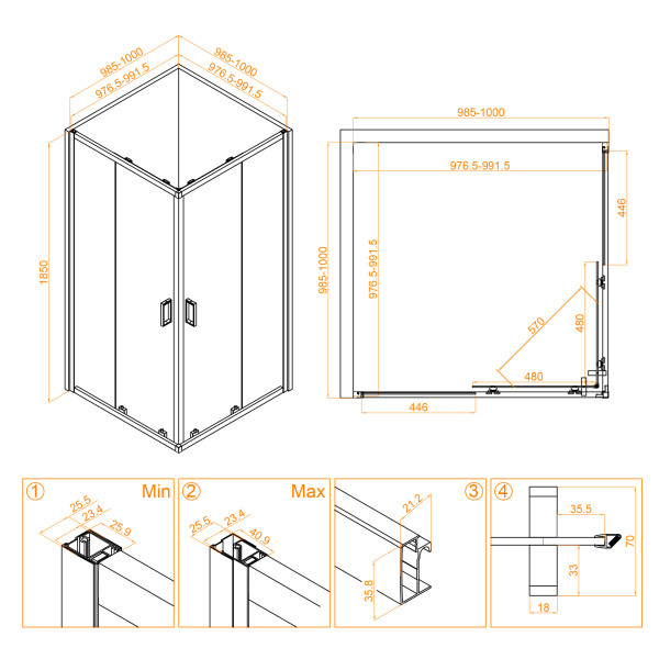 Душевой уголок RGW Classic 100x100x185 стекло прозрачное, профиль черный (32093400-14)