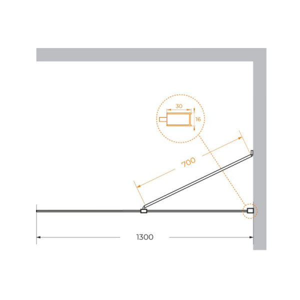 Душевая перегородка Cezares Liberta 130x195 стекло прозрачное, профиль хром (LIBERTA-L-1-TB-130-C-Cr)