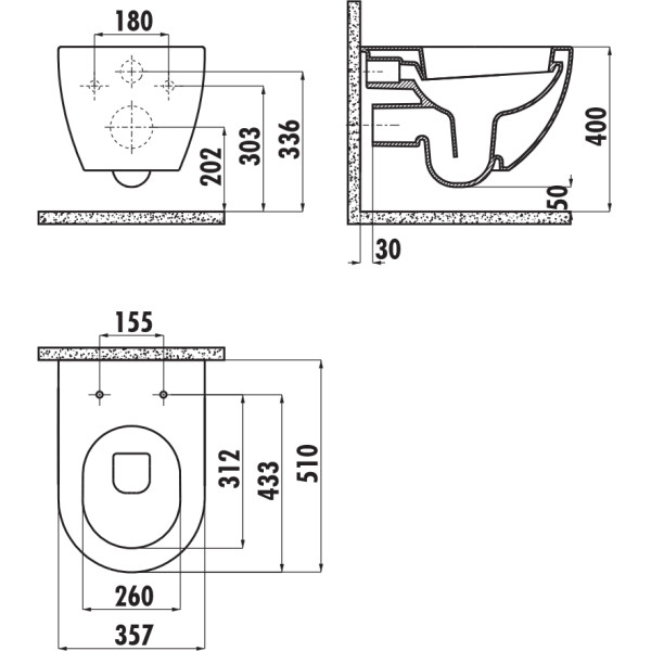 Унитаз подвесной Creavit Free Базальт, безободковый (FE322-11BM00E-0000)
