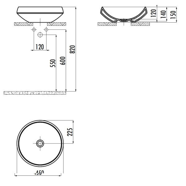 Раковина накладная Creavit 45x45 белая (DE045-00CB00E-0000)