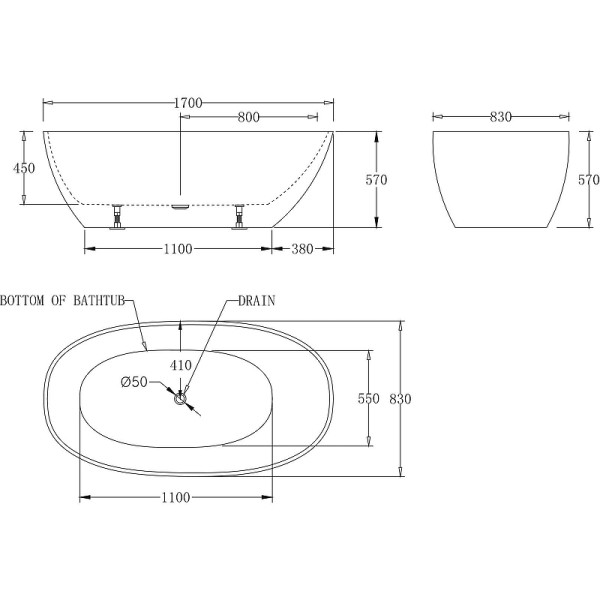 Ванна акриловая BelBagno 170x83 белая (BB80-170-W0)