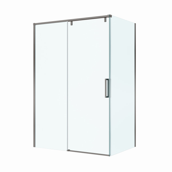 Душевой уголок BelBagno Soft Close-1 140x100x200 стекло прозрачное, профиль оружейная сталь матовая (SOFT_CLOSE-1-AH-1-140/100-C-GM)