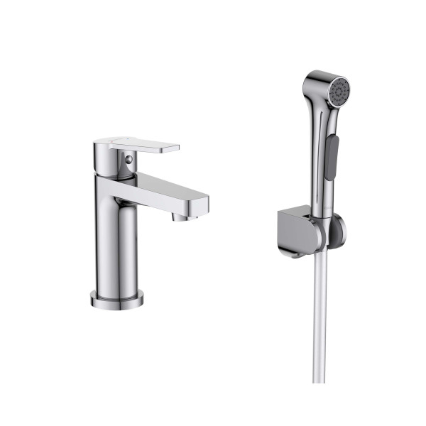 Смеситель для раковины Aquatek Лугано с гигиеническим душем хром (AQ1712CR)