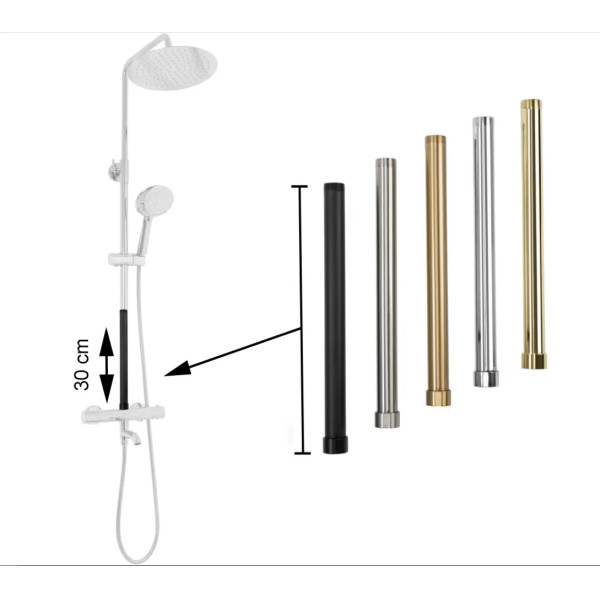 Удлинитель душевой стойки Rea 30см Black mat (Tom, Soul, Aldi, Bliss, Santos, Roger, Lungo с термостатом, Luis, Vigo) (REA-K7701)