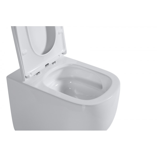 Унитаз напольный Abber Bequem приставной безободковый, смыв торнадо белый (AC1135T)