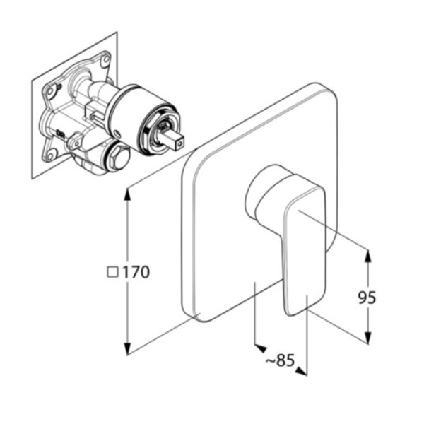 Смеситель для душа Kludi Pure&Style хром, внешняя часть (406550575)