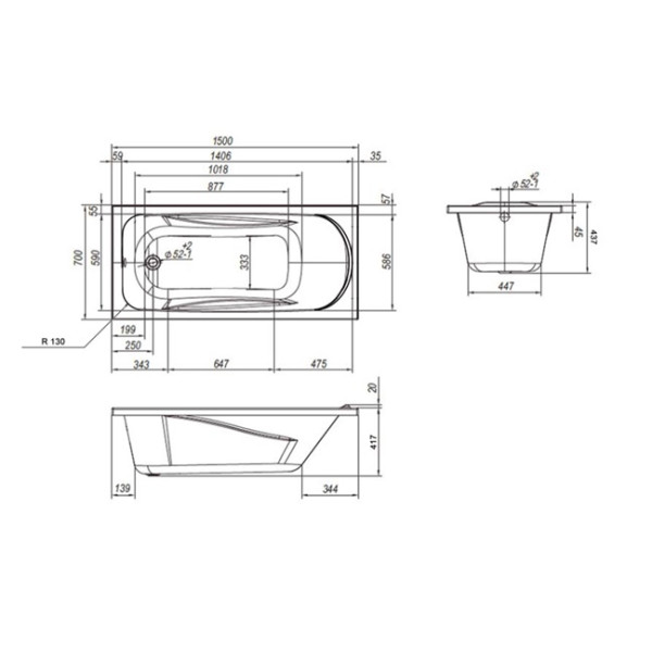 Ванна акриловая AM.PM Sense New 150*70 (W76A-150-070W-A)