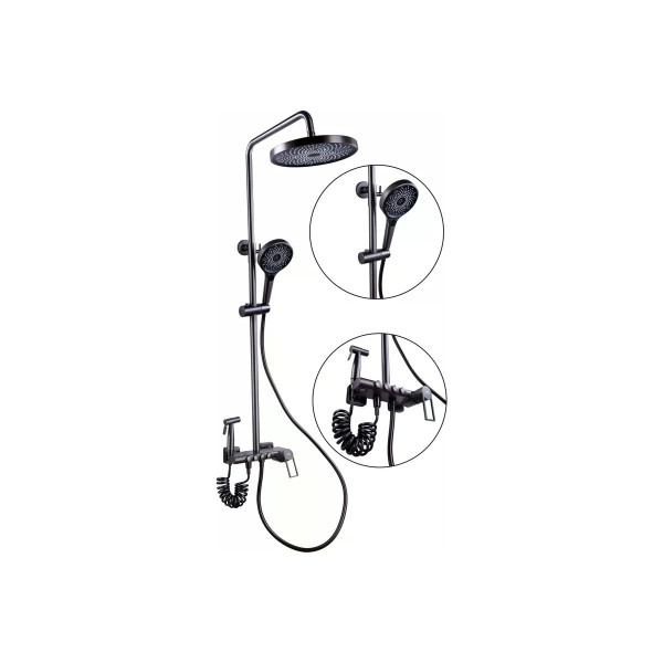 Душевая система Fashun с гигиенической лейкой графит (A2483-17) Душевая система Fashun с гигиенической лейкой графит (A2483-17)