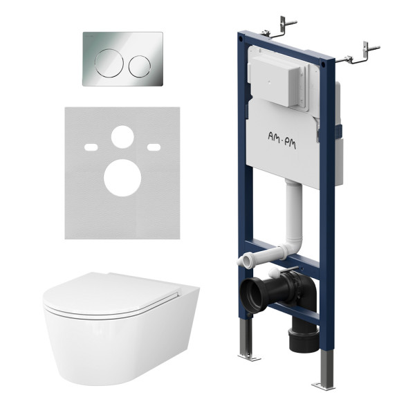 Комплект инсталляция с унитазом AM.PM с клавишей PrimeFit L, хром глянц, c унитазом Func 54 FlashClean с сиденьем soft-close (IS90151.8F1701) Комплект инсталляция с унитазом AM.PM с клавишей PrimeFit L, хром глянц, c унитазом Func 54 FlashClean с сиденьем soft-close (IS90151.8F1701)