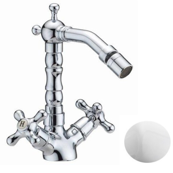 Смеситель для биде Cezares Retro с донным клапаном, белый (RETRO-C-BS2-BLC) Смеситель для биде Cezares Retro с донным клапаном, белый (RETRO-C-BS2-BLC)