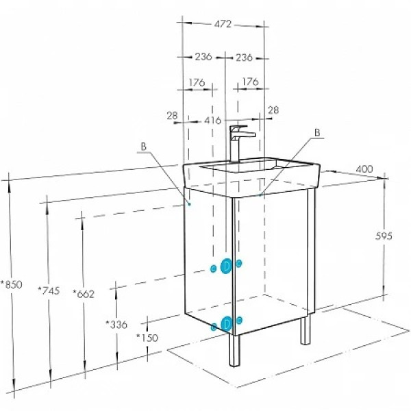 Тумба-умывальник Aquaton Кантри 50 Бел/Дуб Верона/1WH302184 Раковина НЕО-50 (1A2578K0AHB20)