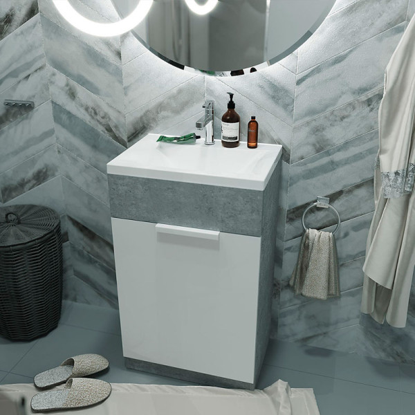 Тумба напольная 1Marka Revo 500*350*850 с раковиной, бетон (У99085) Тумба напольная 1Marka Revo 500*350*850 с раковиной, бетон (У99085)