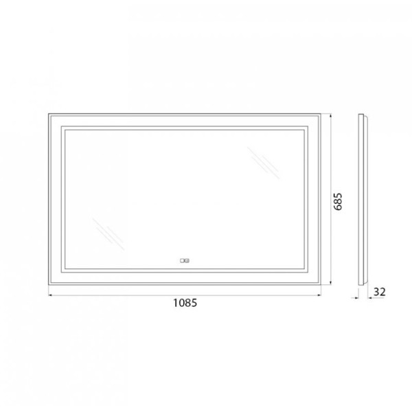 Зеркало с подсветкой BelBagno SPC-KRAFT 108,5x68,5 с подогревом (SPC-KRAFT-1085-685-TCH-WARM)