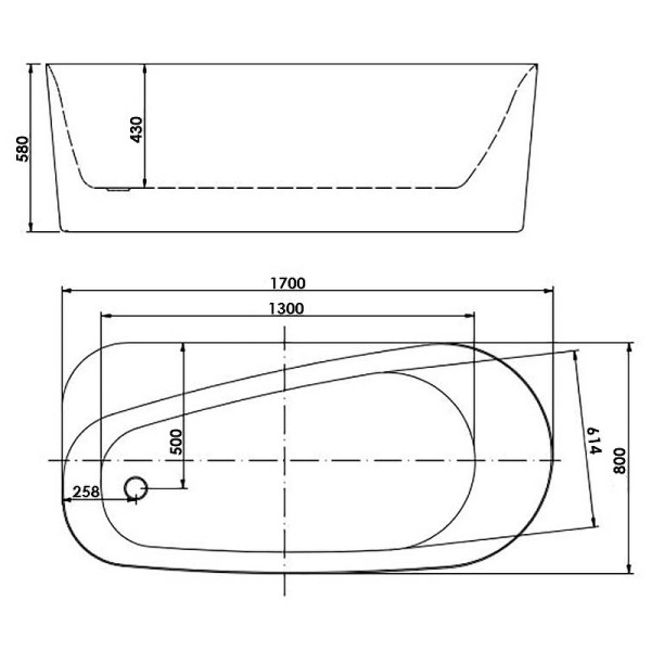 Ванна акриловая Aquatek Прима 1700x800x580 со сливом и ножками белый глянцевый (AQ-1115780)
