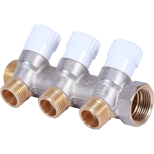 Коллектор 3 отвода регулируемый 3/4"x1/2" Stout (никель) (SMB-6852-341203)