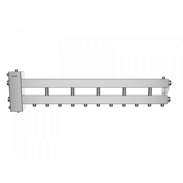 Коллектор балансировочный Gidruss BMSS-150-6D (нерж., до 150 кВт, подкл. котла G 1 1/2", 5 контуров G 1", боковой контур G 1 1/2", нерж ст.)