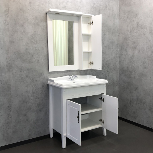 Тумба напольная Comforty Никосия 800x895x490 дуб белый матовый с раковиной (00-00001523)