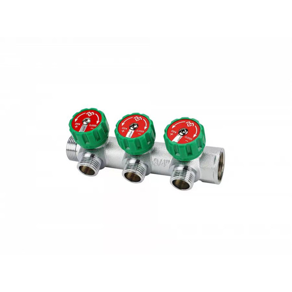 Коллектор 3 отв. регулируемый 3/4"x1/2" Varmega (хром) (VM14603)