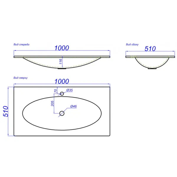 Раковина мебельная Aqwella Elegance 1000x180x510 белая (El.10.04.D)