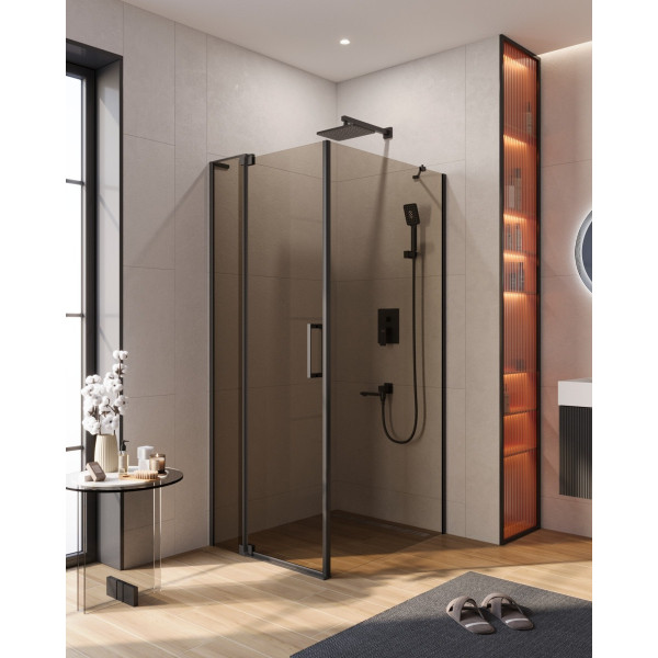 Душевой уголок Cezares Slider 70x100x195 стекло бронза, профиль черный (SLIDER-AH-1-100-70/80-BR-NERO)