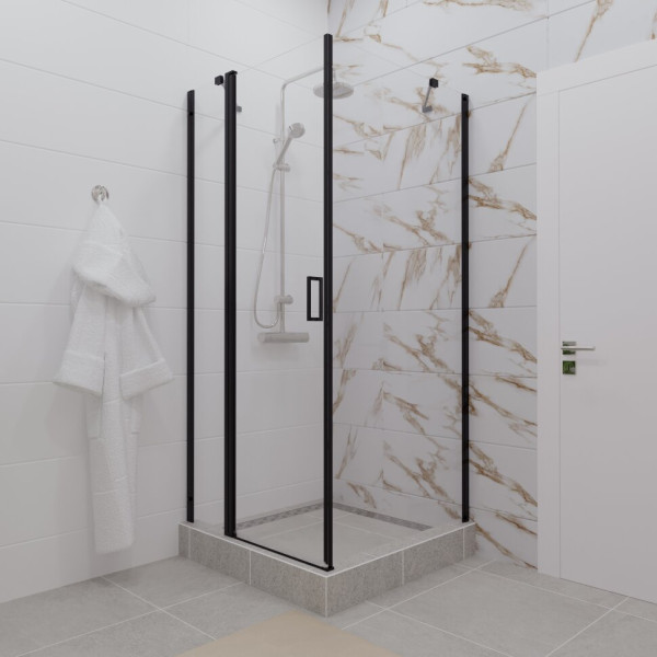 Душевой уголок Triton Йота 90x90 стекло прозрачное, профиль черный (DK282)