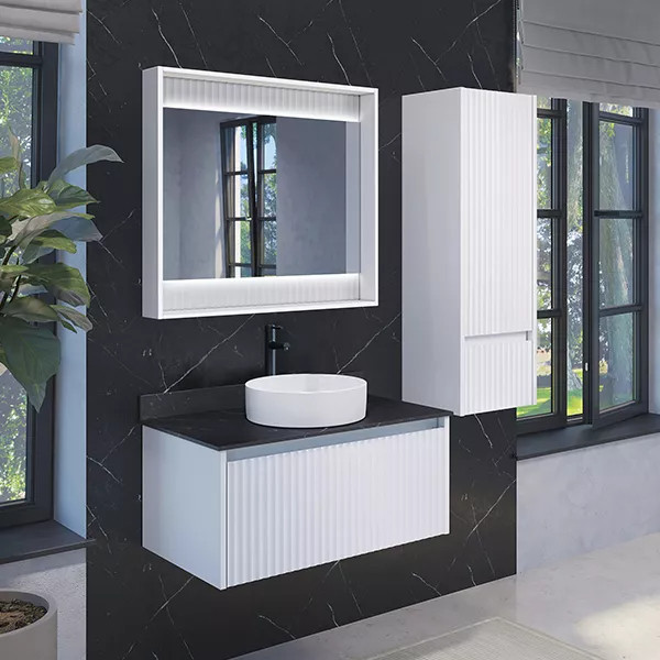 Зеркало Comforty Марсель 900x120x800 с подсветкой белый матовый (00-00013685)