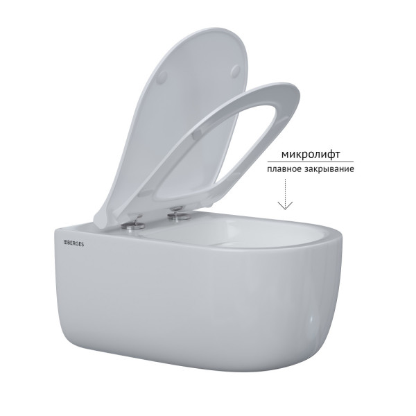 Комплект инсталляция с унитазом Berges: инсталляция Novum525, кнопка L1 белая, унитаз Ego XL Rimless, сиденье с soft-close (043323) Комплект инсталляция с унитазом Berges: инсталляция Novum525, кнопка L1 белая, унитаз Ego XL Rimless, сиденье с soft-close (043323)