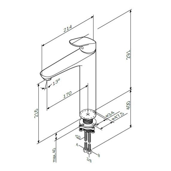 Смеситель для раковины AM.PM Like излив 170 мм, хром (F8092000)