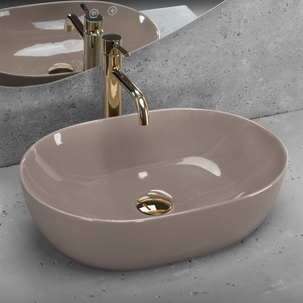 Раковина накладная REA Lisa Beige shiny 49x35x14 бежевая (REA-U6380)