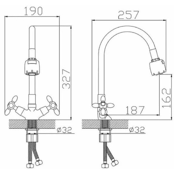 Смеситель для кухни Dlin с гибким изливом хром (D153810-2T)