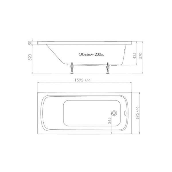 Ванна акриловая Triton Стандарт 160х70