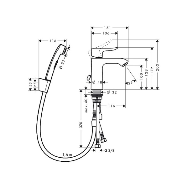 Смеситель для раковины Hansgrohe Metris (31285000)