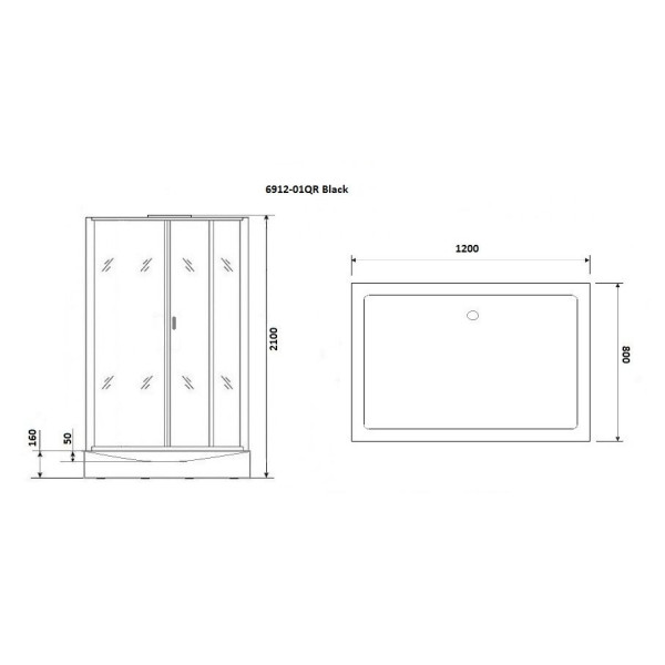 Душевая кабина Niagara Premium 1200*800*2100 стекло прозрачное, профиль черный (NG-6912-01QR BLACK)