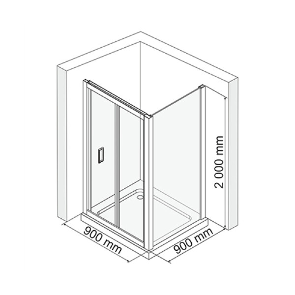 Душевой уголок Wasserkraft Weser 90х90х200 стекло прозрачное (78F03)