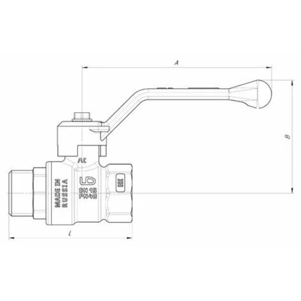 Кран 1 1/2" ВН шаровый "LD Pride" (чёрная ручка) (LD 47.303.40)