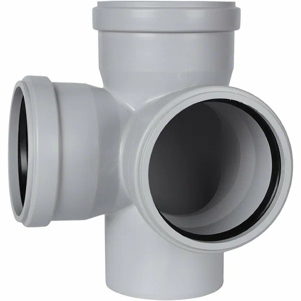 Крестовина 110x110x110x87 двухплоскостная (левая) Stout (PP, серый) (SKB-0017-011087)