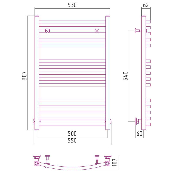 Полотенцесушитель водяной Сунержа Аркус 800х500 золотой (03-0251-8050)