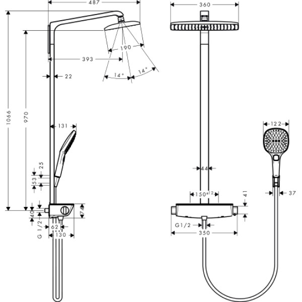 Система душевая Hansgrohe Raindance Select Showerpipe 360 (27112000)