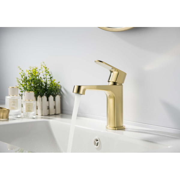 Смеситель для раковины Aquatek Оберон шлифованное золото (AQ1210BG)