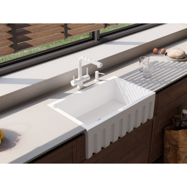 Смеситель для кухни Omoikiri Takamatsu-S-WH с переключателем на фильтр, с выдвижным изливом белый (4994357)