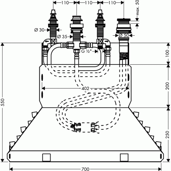 Скрытая часть смесителя для ванны Hansgrohe (13444180)