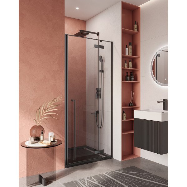 Душевые двери Cezares Liner 90x195 стекло прозрачное, профиль черный (LINER-B-12-90-C-NERO-R)