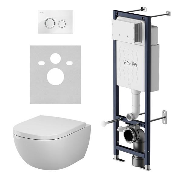Комплект инсталляция с унитазом AM.PM ErgoFit с клав L белый глянц с подв унит Above Aquaspin (IS110101.9X1900)