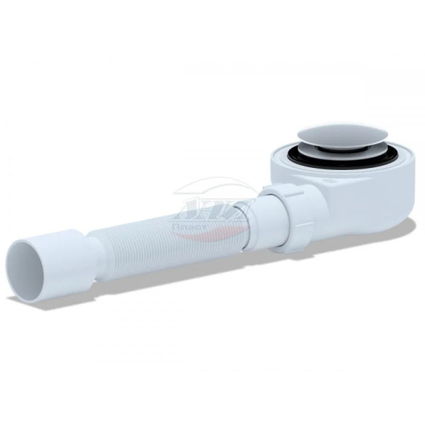 Сифон для душевого поддона АНИ 1 1/2"*50 (h=53 мм.) с гибкой трубой 375*40/50, клик-клак (грибок-сетка хром) АНИ пласт (E455CLGS)