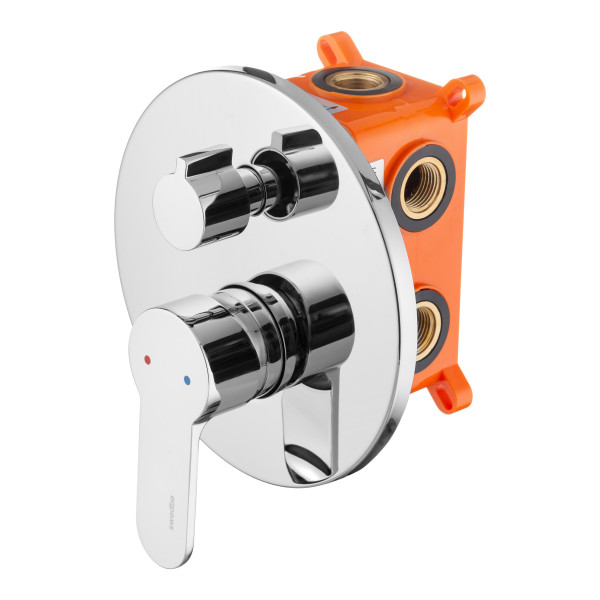 Смеситель для душа Swedbe Platta встраиваемый подключение на 3 выхода в монтажном боксе Swedbe хром (5521)